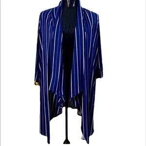 NWT Urban Rebel Striped Open Cardigan Uneven Hem Size 1X Navy & White Coastal